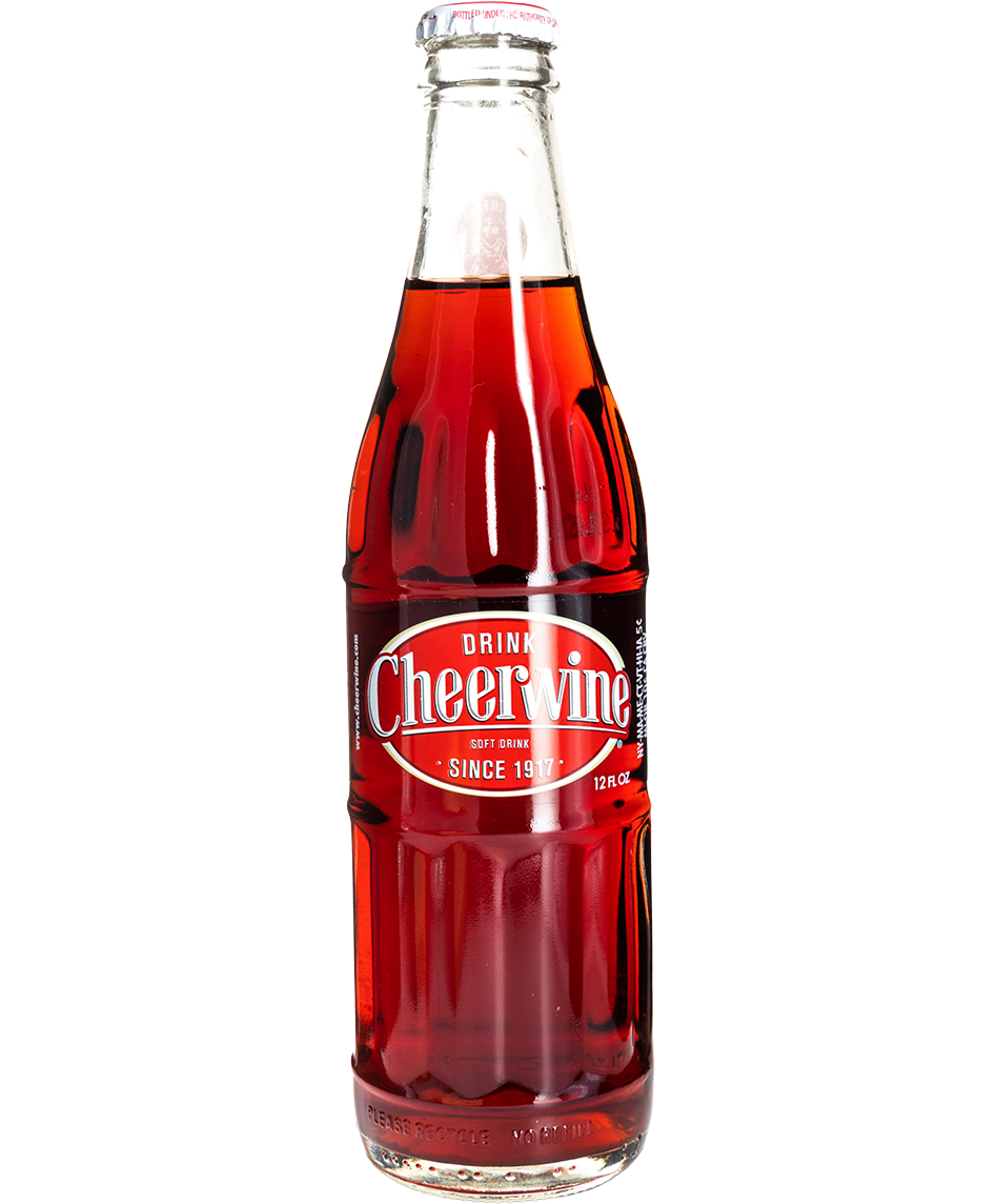 glass bottle of cheerwine soda
