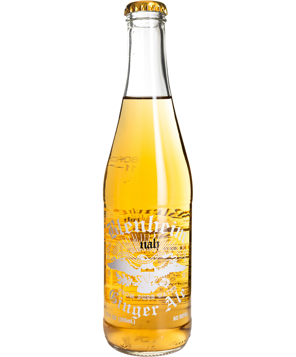 blenheim #5 not as hot gold cap ginger ale in a glass bottle
