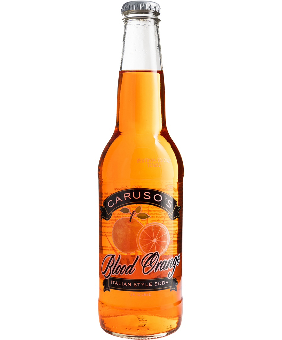 caruso's legacy blood orange in a glass bottle
